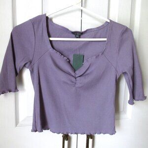 WILD FABLE Lavender Cropped Top Cinched 3/4 Sleeve Purple NWT Top Size S Shirt